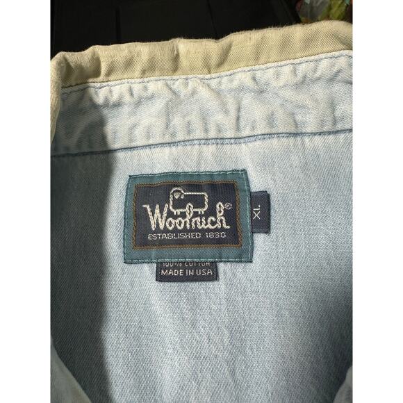 Vintage Woolrich Denim Lightwash Shirt Elbow Pads Size XL Western Utility - Picture 3 of 12